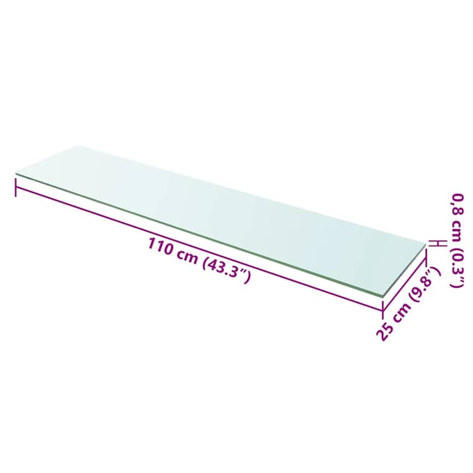 vidaXL - Wandschap - transparant - 110x25 - cm - glas