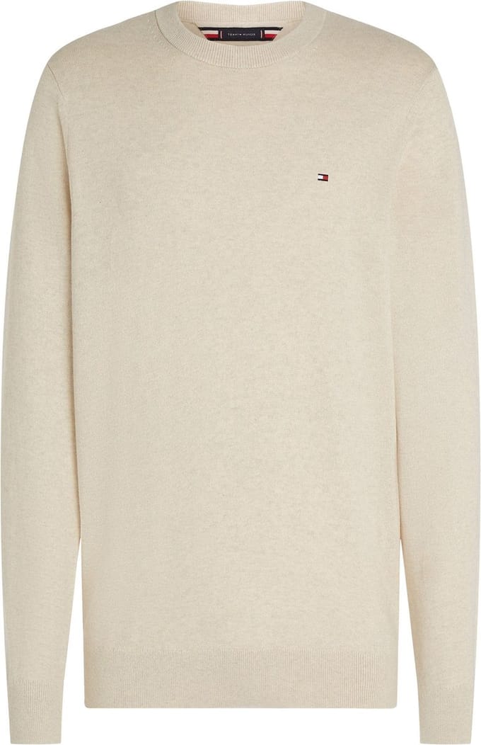 Tommy Hilfiger Pima Cotton Cashmere Sweater Heathered Oatmilk Maat: XXL | Sweaters Outlet | Heren | Ecru