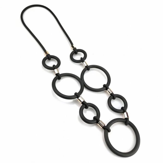 Moderne -ketting- Monique- Rubber- Metaal- Goudkleurig - Charme Bijoux