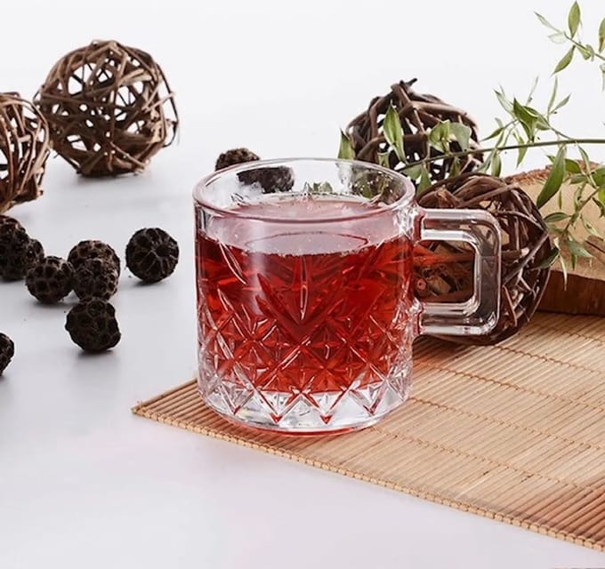 Pasabahce – mok – Timeless – geslepen glas met handvat – 195 ml – set 2
