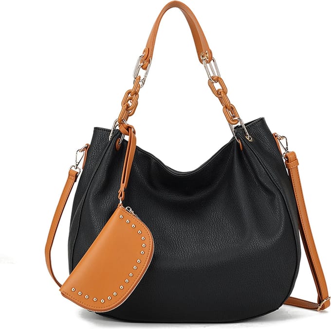 Giuliano kunstlederen handtas Juniper - Zwart Camel - Dames