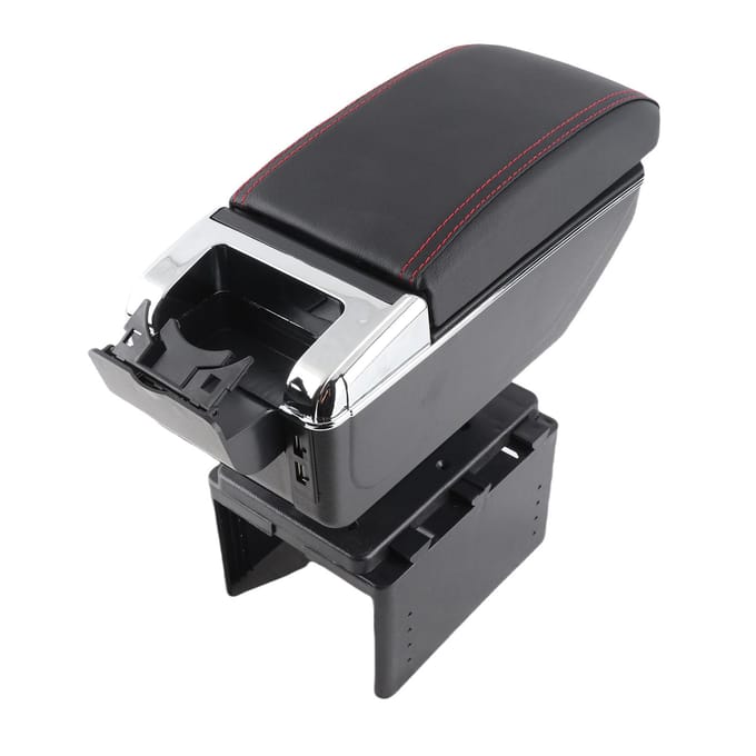 Universele auto middenconsole armsteun box container verstelbaar met USB-interface black