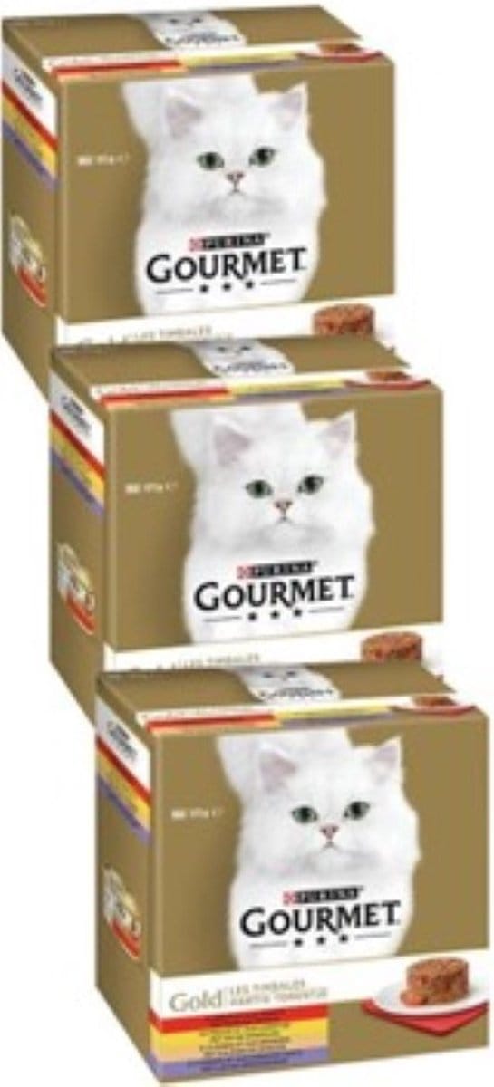 3x Gourmet Gold - Hartig Torentje Mix Multipack - Kattenvoer - 8x85g