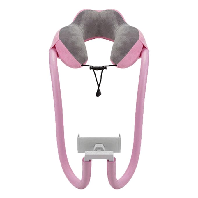 Nekkussen Telefoonhouder U-vormig Kussen met Luie Telefoonbeugel voor Reizen Kantoor Lichtroze One Size pink