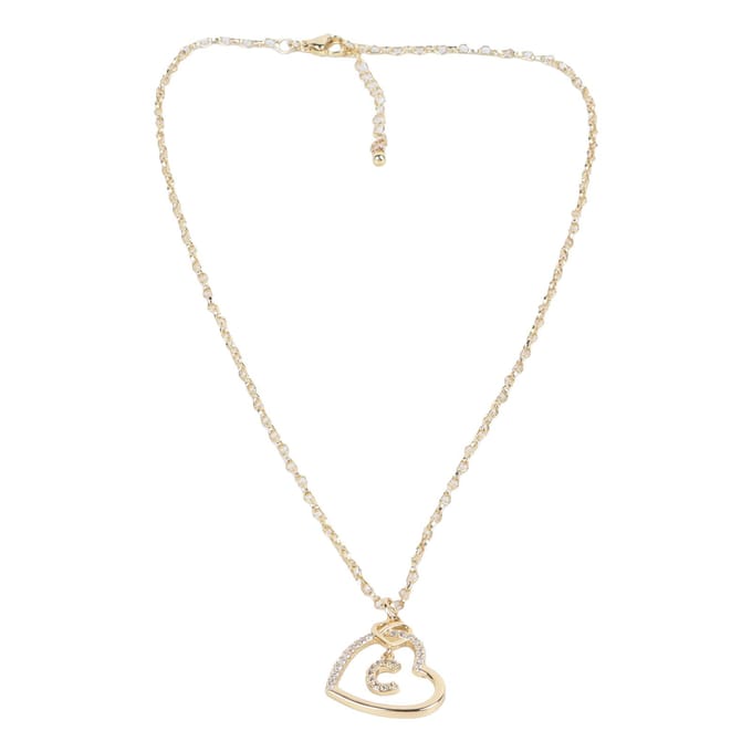 Strass Letter C Hanger Ketting Vrouwen Modieuze Koperen Hartvormige Hanger Ketting Sieraden white