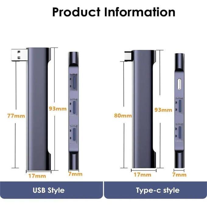 4 In 1 USB C Hub Type C 4 Poort Multi USB Splitter OTG Adapter PD 60W USB 3.0 Type C Docking Station voor Laptop PC white