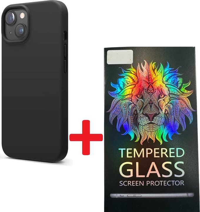 Solid hoesje Soft Touch Liquid Silicone + 1X Screenprotector - Geschikt voor: iPhone 13 Mini - Zwart
