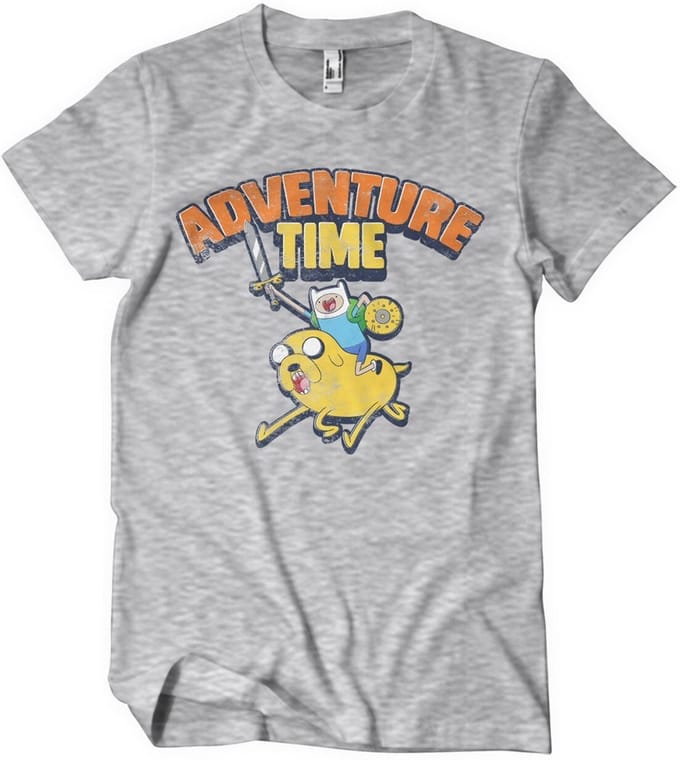 Adventure Time Gewassen T-shirt, heathergrijs