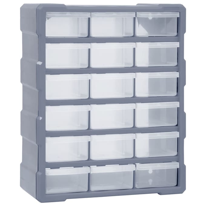 vidaXL - Organiser - met - 18 - medium - lades - 38x16x47 - cm