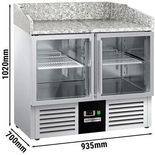 GGM Gastro Pizzakühltisch PREMIUM - 935x700mm - 2 Glastüren Zilver