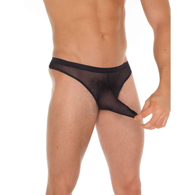 Amorable - Transparante Heren Slip Met Penis Slurf - Zwart - One Size - Polyamide