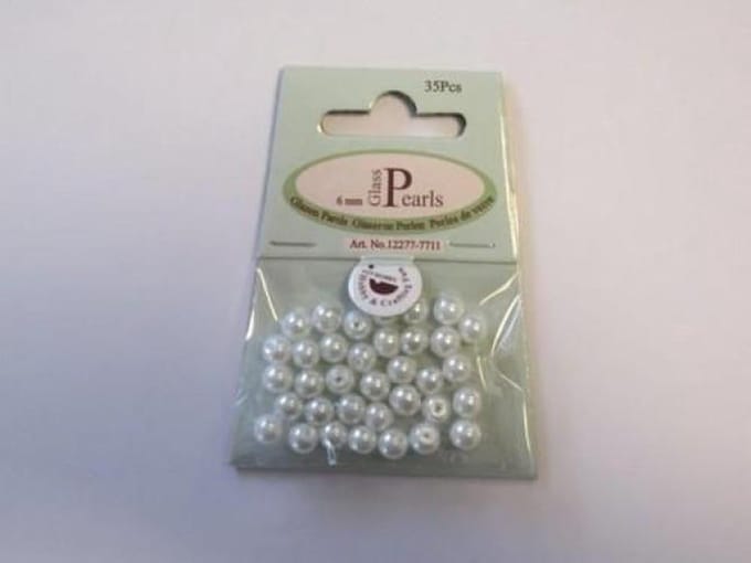 Glass Pearls, round, 6mm, White, 35pcs