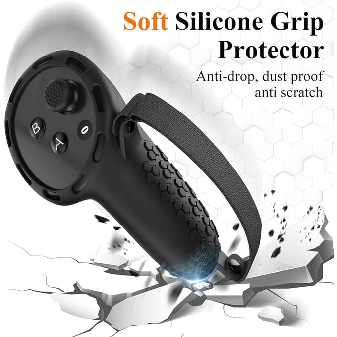 Controller Grips Beschermhoes voor Meta Quest 3 en 2 stuks Joystick Cover black