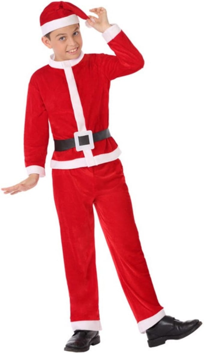 Kerstman verkleed kostuum - voor kinderen - 4 delig - polyester - kerstmannenpak 128