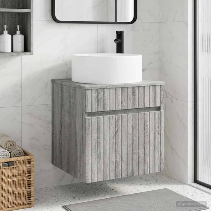 vidaXL Wandgemonteerd wastafelmeubel Grijs Sonoma 49 x 44,5 x 80 cm