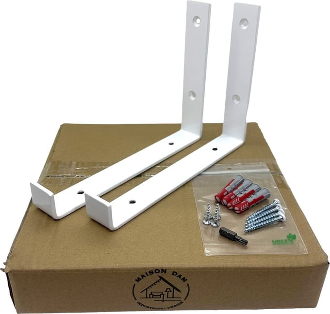 Maison DAM - Plankdragers L vorm up – Voor plank 20cm - Wit (Ral 9003) - Staal