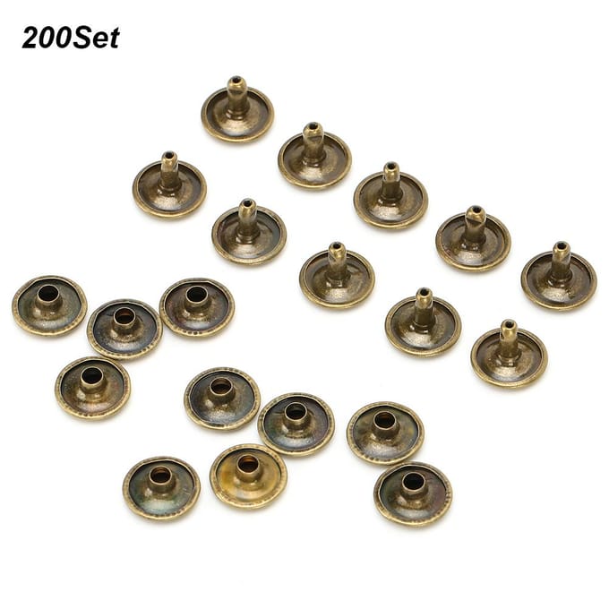 200 Sets Dubbele Klinknagel Ronde Stud Nagel IJzer Jeansknoop Leren Schoenen Tassen Kleding