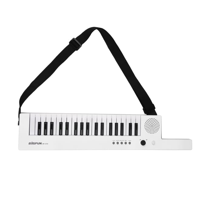 Gitaar Elektronische Piano met Mini Toetsenbord 37-Toetsen Elektronisch Toetsenbord Piano Oplaadbaar Kinderen wit