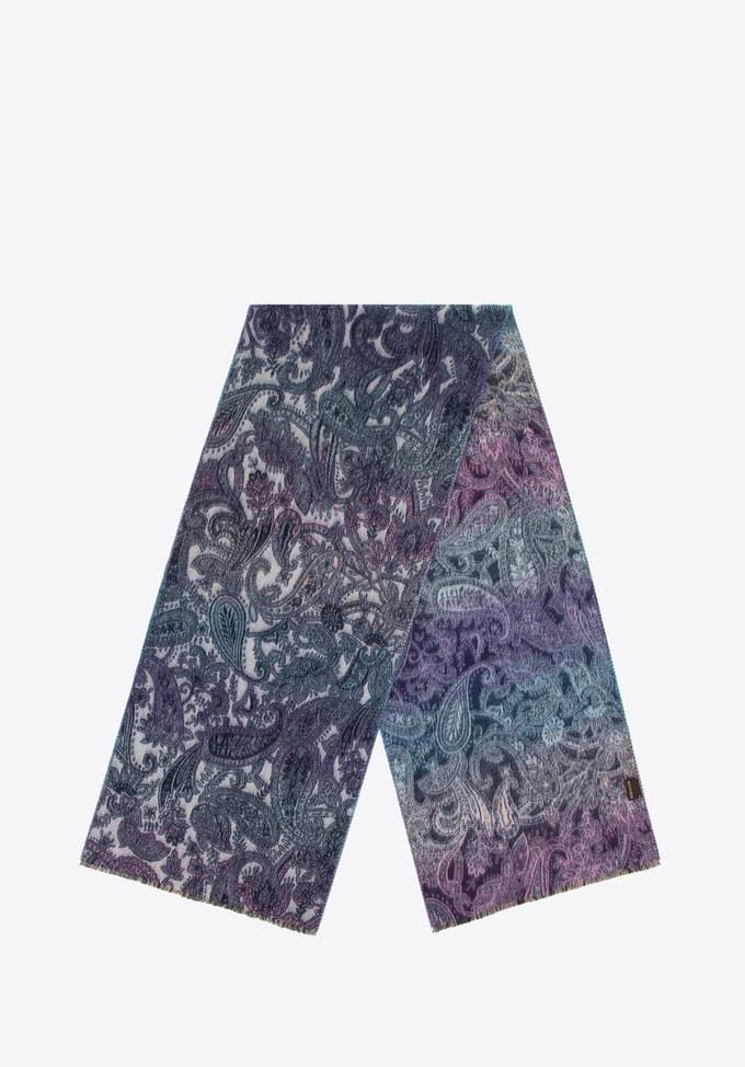 Wittchen - Dames Sjaal - Paisley Motief - Blauw en Paars - Polyester