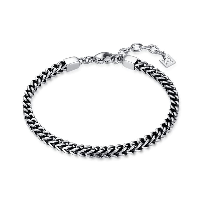 Twice As Nice Armband in edelstaal, kubusvormig visgraad 20cm+3cm