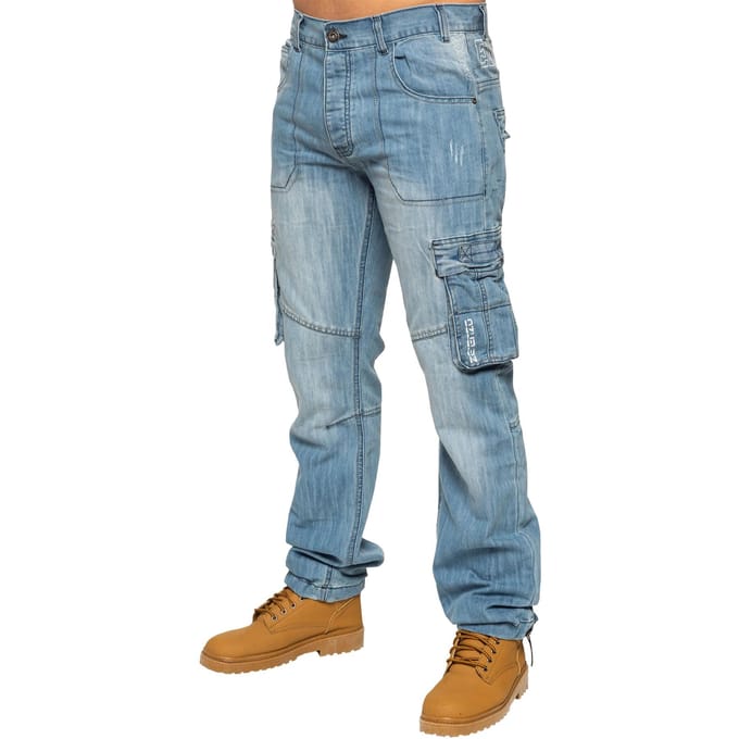 Enzo | heren Combat Denim jeans - Lichtblauw
