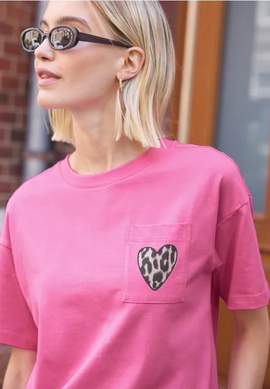 Shirt met ronde hals en borstzak