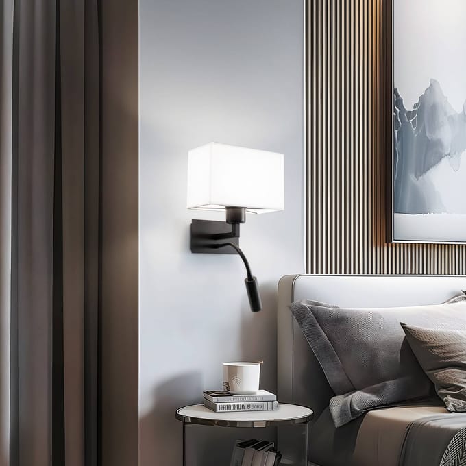 Argon Wandlamp Harry, hoekig, zwart/zwart/wit