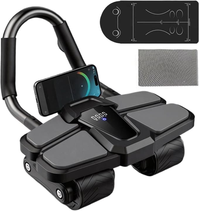 Buikspierroller - Ab roller wiel - Core training - Met elleboogondersteuning - 38 cm breed - Meerkleurig