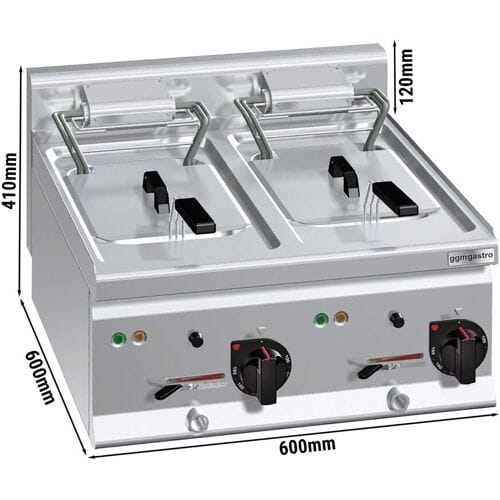 GGM Gastro Elektro Doppelfritteuse - 10+10 Liter - 12 kW Zilver
