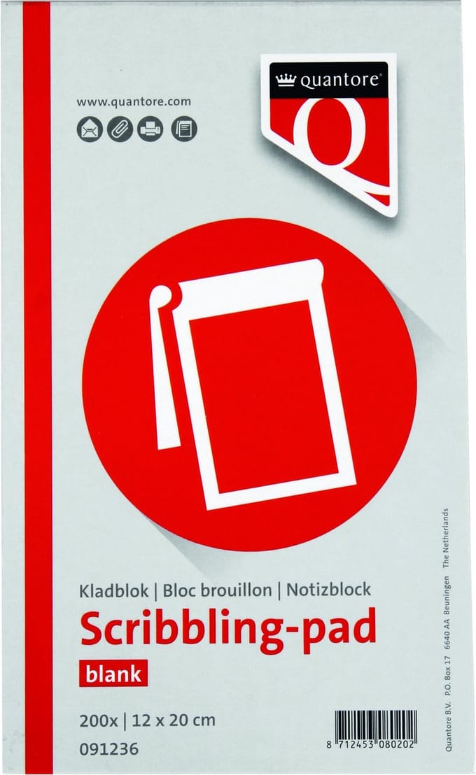 5 X Kladblok Quantore 12x20cm 200vel