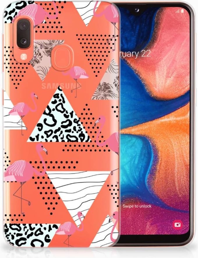 Samsung Galaxy A20e TPU Hoesje Flamingo Triangle