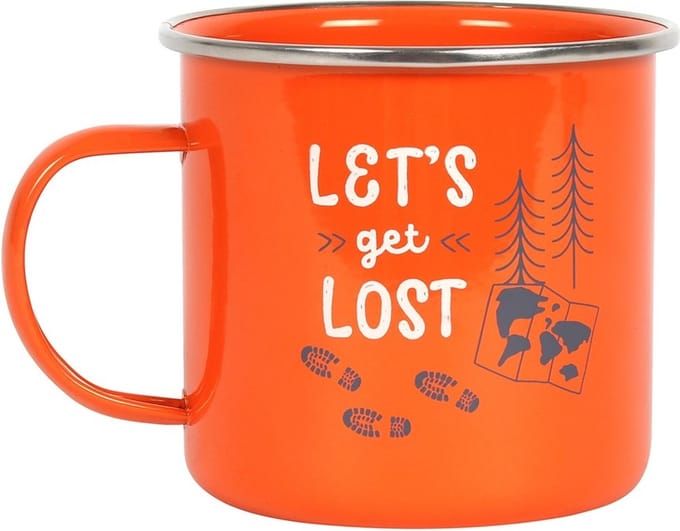 Emaille Beker - Let's get Lost - oranje