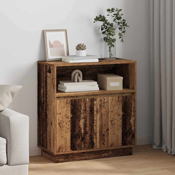vidaXL - LED - Dressoir - Oudhout - 71 - x - 34,5 - x - 75 - cm - Bewerkt - hout