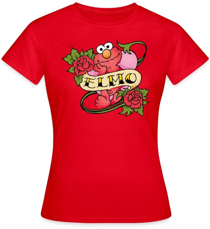 Sesamstraat Elmo Tattoo Vintage T-Shirt Dames