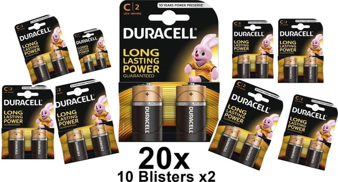 20 Stuks (10 Blisters a 2st) - Duracell LR14/C/Baby/R14/MN 1400/AM-2/E93