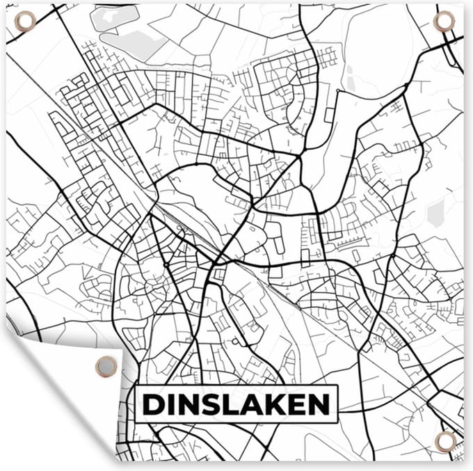 Tuindoek Dinslaken - Plattegrond - Kaart - Stadskaart - 100x100 cm