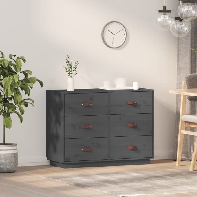 vidaXL - Dressoir - 100x40x75 - cm - massief - grenenhout - grijs
