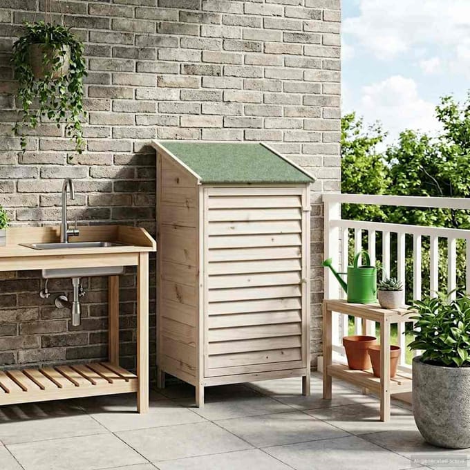 vidaXL - Tuin - Shed - Wit - 59,5 - x - 56 - x - 113,5 - cm - Massief - Vurenhout