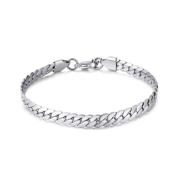 Twice As Nice Armband in edelstaal, platte gourmet, 6 mm 21cm