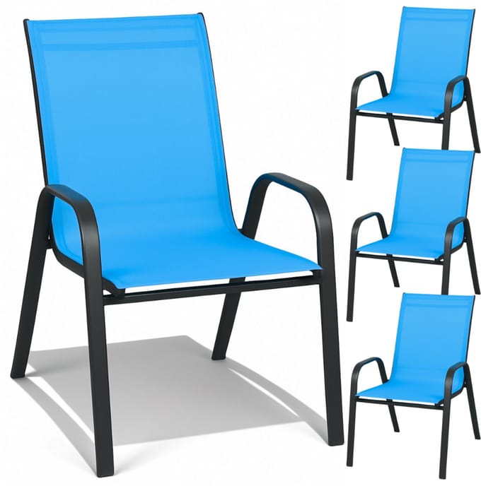 GoGarden - Tuinstoel Set - Metalen Frame - Turkse Kleur - Modern Design - 4 Stuks