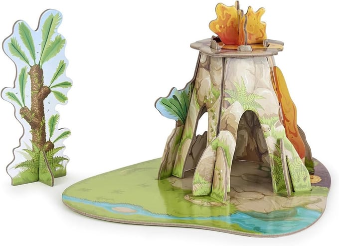 Dinosaurus Decor - Mini Wereld - Creatief Spel - Stevig Karton - 23x23x15 cm - Dino Wereld