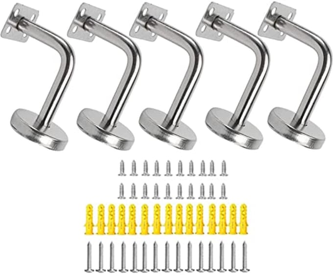 5 stuks roestvrijstalen leuningdragers voor wandbevestiging – 60 x 80 mm