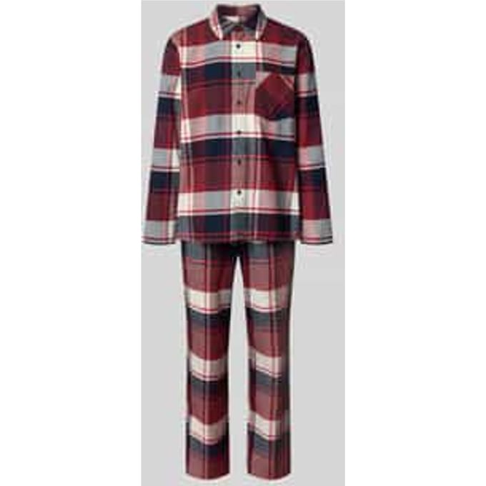 Pyjama geweven wijnrood geruit - selected! Premium Warming 48