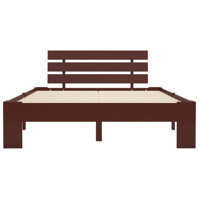 vidaXL - Bedframe - massief - grenenhout - donkerbruin - 120x200 - cm