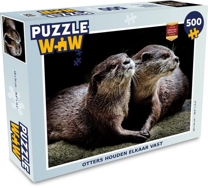 Puzzel Otters houden elkaar vast - Legpuzzel - Puzzel 500 stukjes