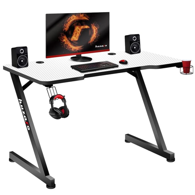 Huzaro Hero 2.5 Gaming Bureau - Ergonomisch Game Computerbureau - Modern Schrijftafel - Wit
