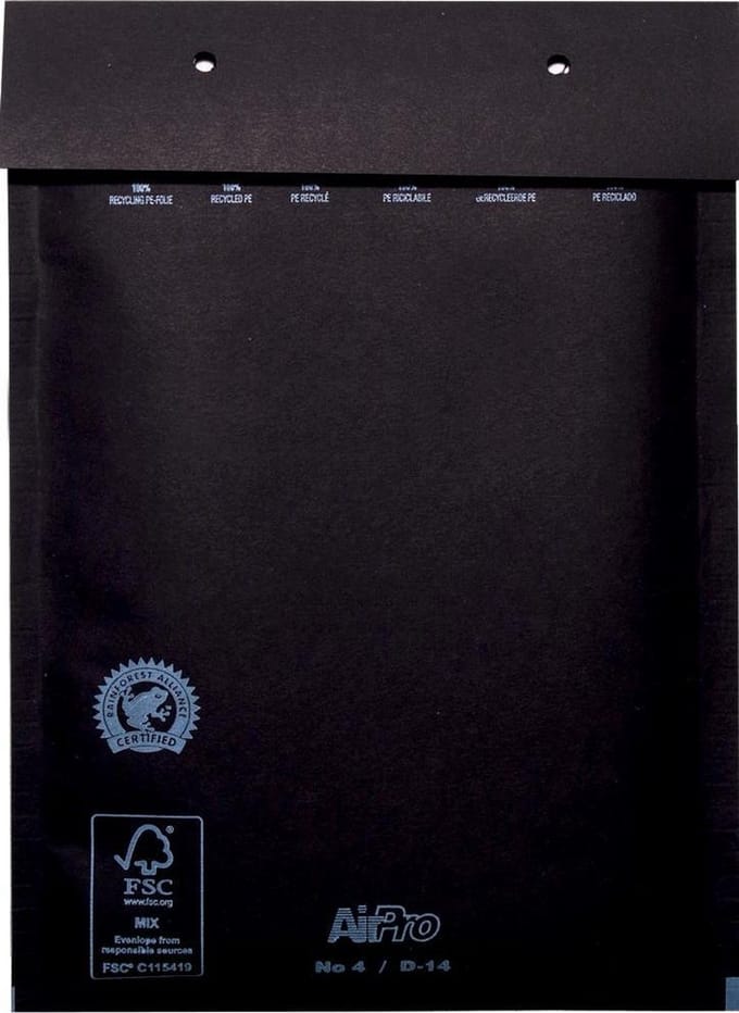 Luchtkussenenveloppen 180x265 mm doos van 100 stuks zwart