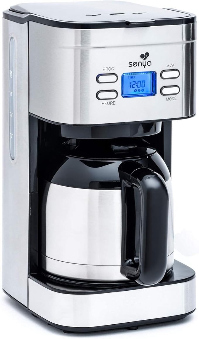 Programmeerkbaar elektrisch koffiezetapparaat met thermoskan en aromaselector