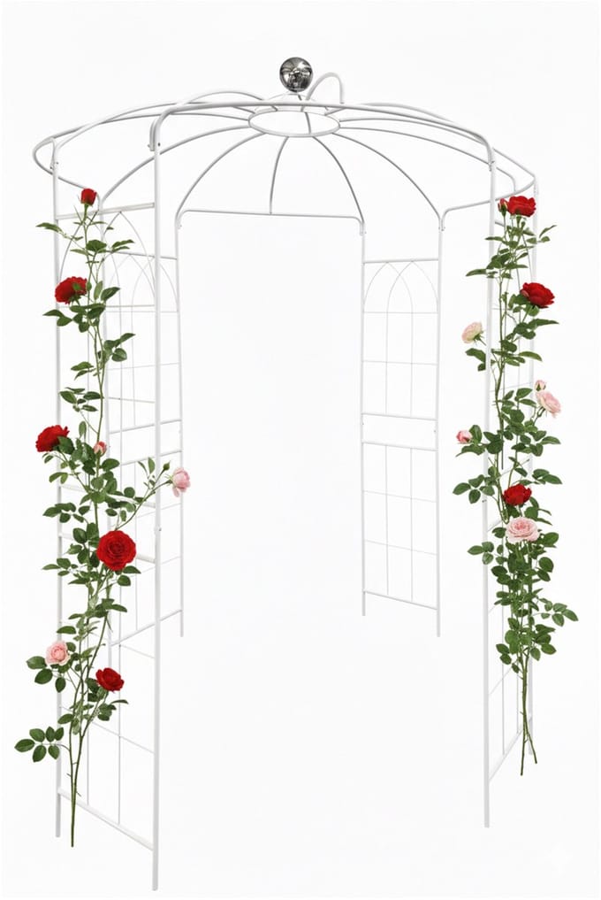 Rozenpaviljoen - wit - 206x290x206 cm - met dak