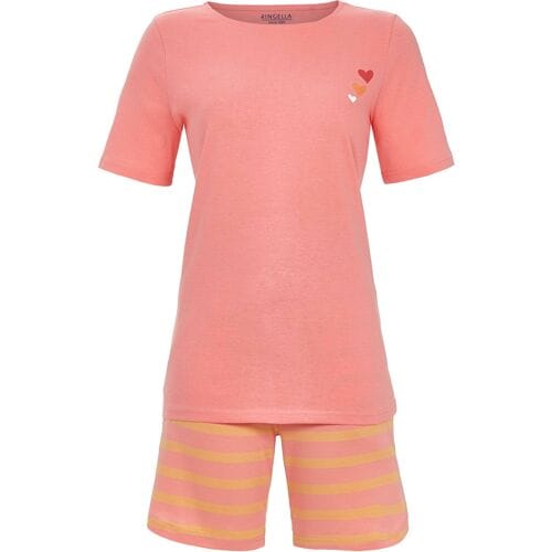 Ringella Katoen gestreepte shortama roze Roze vrouw 38